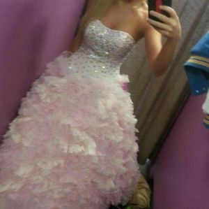 Baby pink quinceanera ball gown/prom dress
